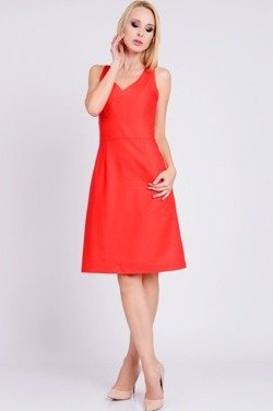 Rozkloszowana sukienka z wełny dziewiczej soczysta czerwień - ALVERA